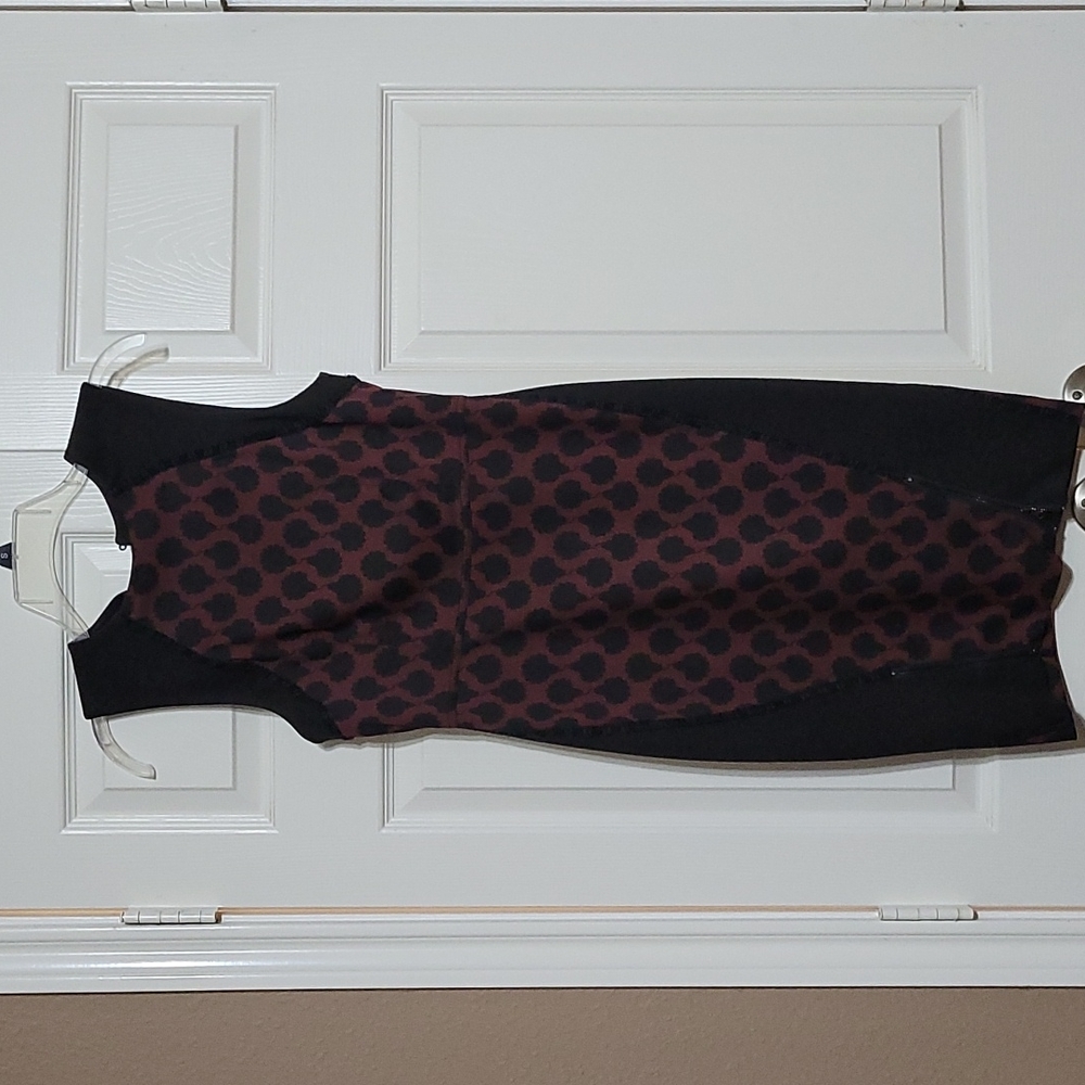 Rachel Roy Sleeveless Dress, Black and Maroon, Size 4
